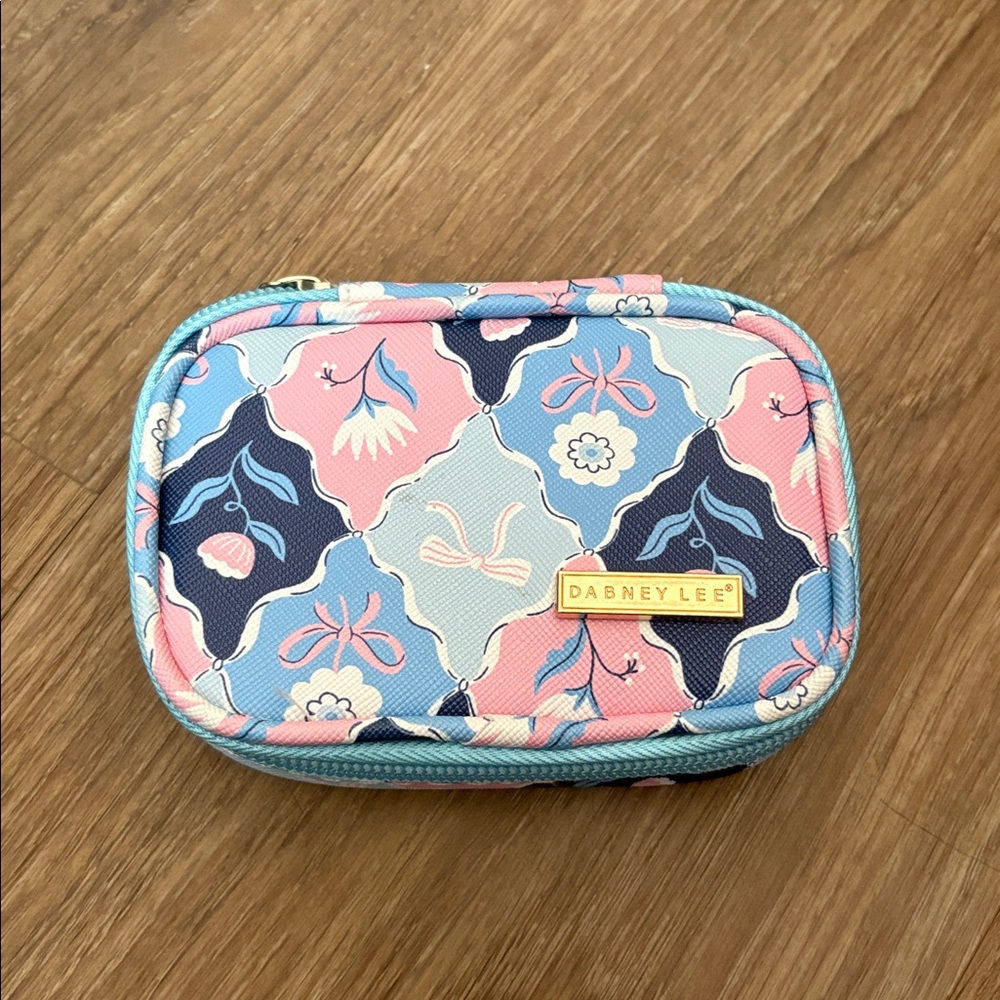 Dabney Lee Geometric Pill Floral Pouch in Pink and Blue